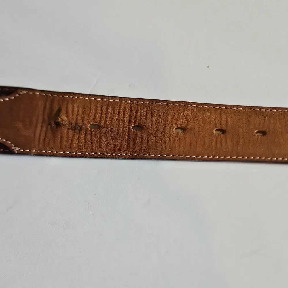 Justin Brown Odessa Star Leather Belt Men's 48‎ Vintage 90's Rodeo Western
